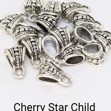16 x Silver pl embossed triangular large bail bale for craft jewellery 16pcs