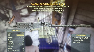 XBOX Two shot Explosive 50.cal machine gun 100% FMS