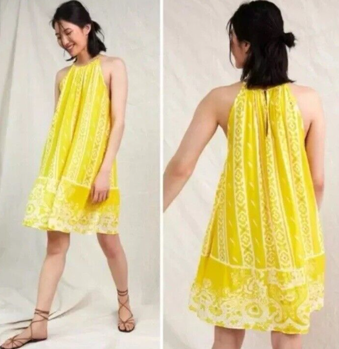 Anthropologie Forever That Girl Halter Tunic Mini Dress-Yellow-Petite M-NWT Anthropologie Forever That Girl Halter Tunic Mini Dress-Yellow-Petite M-NWT