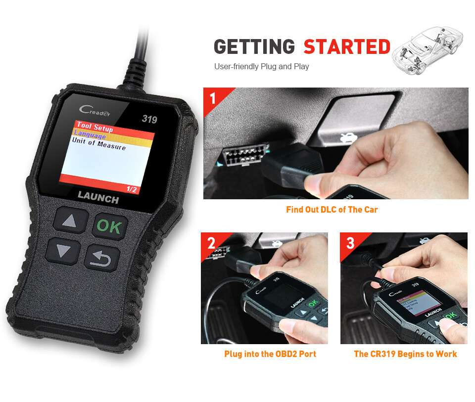 LAUNCH CR319 OBD2 Scanner Lector de códigos diagnóstico Luz de falla del motor