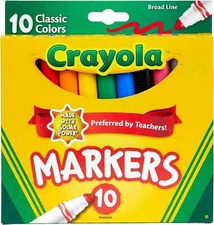 NEW!! Crayola Classic Colors Broad Line 10 Markers Non-Washable