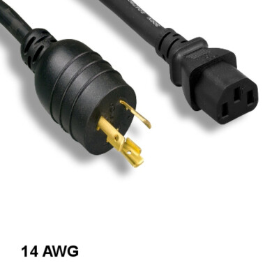 [10X] 15' Black High Voltage Power Cord NEMA L6-20P/IEC60320 C13 14AWG 15A/250V