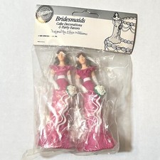 Vintage Wilton Cake Toppers Wedding NOS Bridesmaids Raspberry Dress Pack Of 2