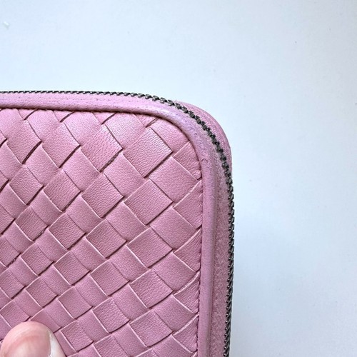 BOTTEGA VENETA Cartera Larga Cuero Auténtico Intrecciato Rosa Hermosa - Imagen 7 de 9