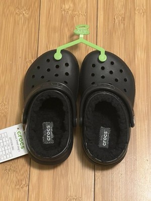 Crocs Kids Baya Lined Clog   Warm Fuzzy Slippers, Indoor/Outdoor, Heel Strap