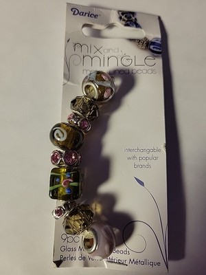 9pc. Darice° Mix and Mingle metal lined beads Green / Mauve  AJM-1999-2750