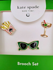 NIB~ Kate Spade New York 3 Pk Brooch Pin Set French Fries Martini Sunglasses AR3