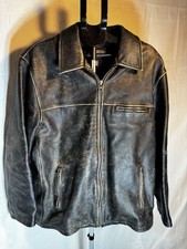 Vintage J CREW 1990s Leather Brown Motorcycle Jacket PATINA Mens Size Large Y2K