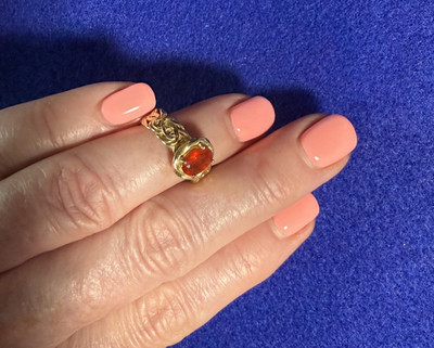 Atasay Kuyumculut Fire Opal Byzantine Ring 14k Size 5