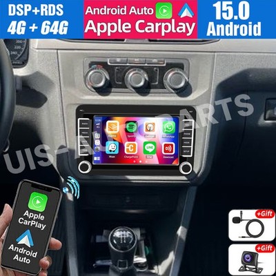 4+64GB Android 15 CarPlay Car Radio Stereo GPS Bluetooth For VW Caddy 2014-2020
