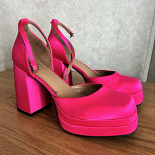 Wild Fable Pink Faux Suede Platform Block Heel Ankle Strap Buckle Round Toe 8.5