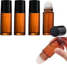 4PCS 30Ml Essential Oil Glass Roller Bottles, Empty Refillable Clear Roll-On Con