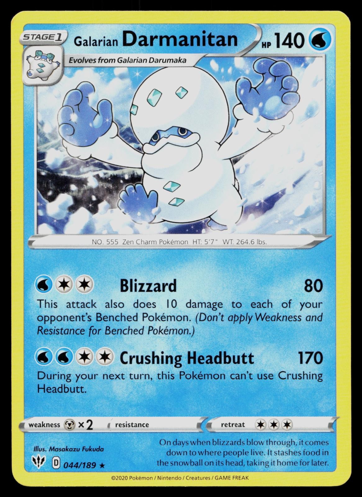 GALARIAN DARMANITAN 044/189 RARE DARKNESS ABLAZE POKEMON NM