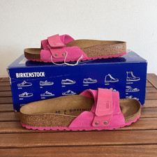 Birkenstock Oita Suede Leather Sandals Fuchsia Tulip EU38/US Women 7 Box Crushed
