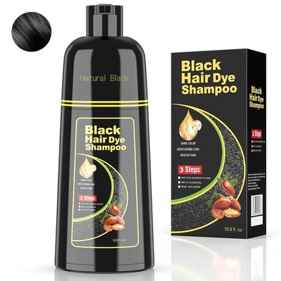 Black Hair Dye Shampoo for Woman & Man, Argan Hair Color Shampoo 3 in 1, Semi-Pe