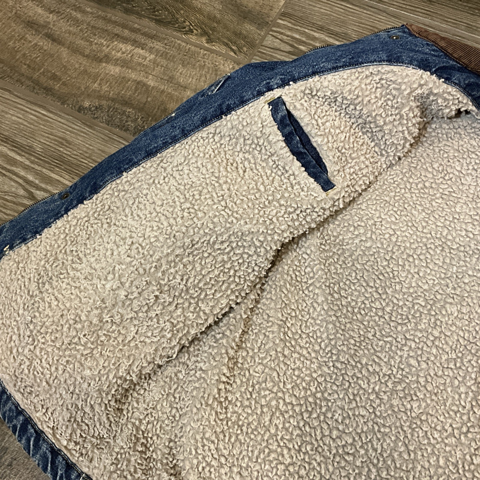 Wrangler Jacket Mens XL Jean Denim Sherpa Lined Work Ranch Corduroy Collar Coat