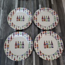 Vtg COCA-COLA (4-SET) Stoneware 11" Dinner Plates - Coke, Fanta, Sprite, Tab NEW