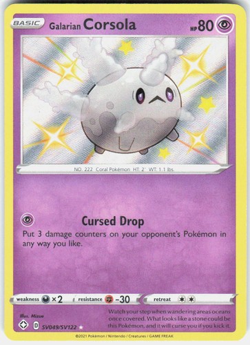 Galarian Corsola SV049/SV122 Shining Fates Shiny Vault Pokemon Holo NM