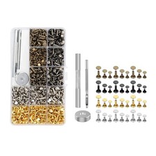 240pcs Double Cap Tubular Metal Studs Rivets for Leather Crafts DIY Accessories
