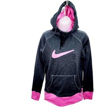 Nike Therma Fit Gray Purple Women's Long Sleeve Hooded Pull Over Sweatshirt M
