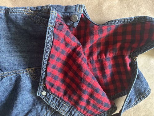 Osh Kosh B’gosh Overalls 18 Months Lined Checkered Baby Toddler Vestbak Jeans - Picture 8 of 12