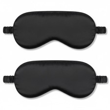 2Pack Silk Sleep Mask, Blackout Eye Mask for Sleep, Travel  Nap Black