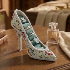 High Heel Floral Fabric Jewelry Display Ring Holder for Rings  Earrings 5pc