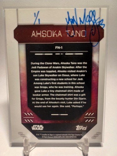 1/1 AHSOKA TANO Topps Finest Star Wars Unofficial Art Card Ian McKesson *READ* - Picture 2 of 2