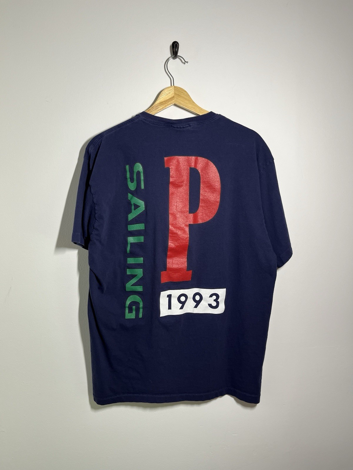 Vintage 90s Polo Ralph Lauren Sailing US-93 Pocket Tee M USA Made Single Stitch