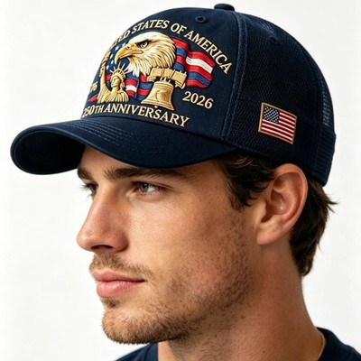 USA 250th Anniversary Eagle Mesh Baseball Cap Adjustable Patriotic Trucker Hat