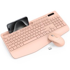 Wireless Keyboard and Mouse Combo - Full-Sized Ergonomic Keyboard with Wrist ...