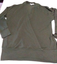 Women's Athleta Open Front Chakra Sweater Size M/T Dark Olive Green Nice