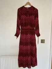 Hush Melodie boho Midi Dress in a red and pink chevron pattern . UK size 10