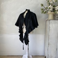 Silk Taffeta Cape  Wrap  Turn of the Century Silk Cape French Antique Cape Bl