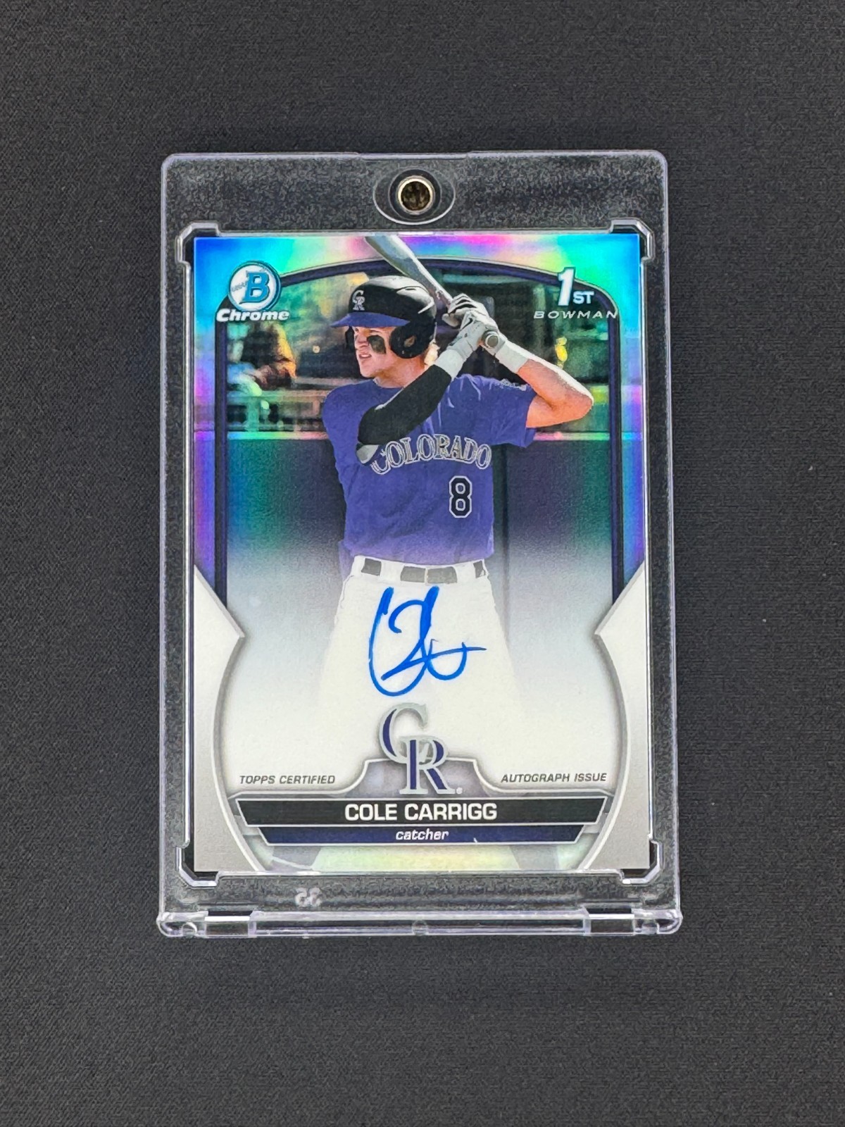 2023 Bowman Draft Chrome Cole Carrigg 1st Auto Refractor /499 Rockies
