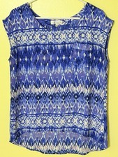 COTTON ON Women's Cap Sleeve Round Neck Blouse BLUE/WHT/PINK Size M