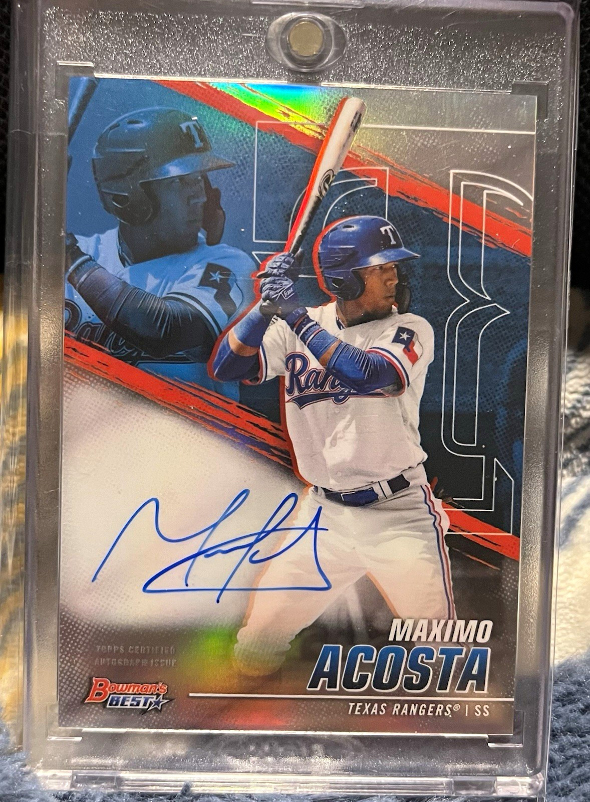 Topps 2021 Bowman's Best Maximo Acosta Rangers #B21-MA AU RC Refractor