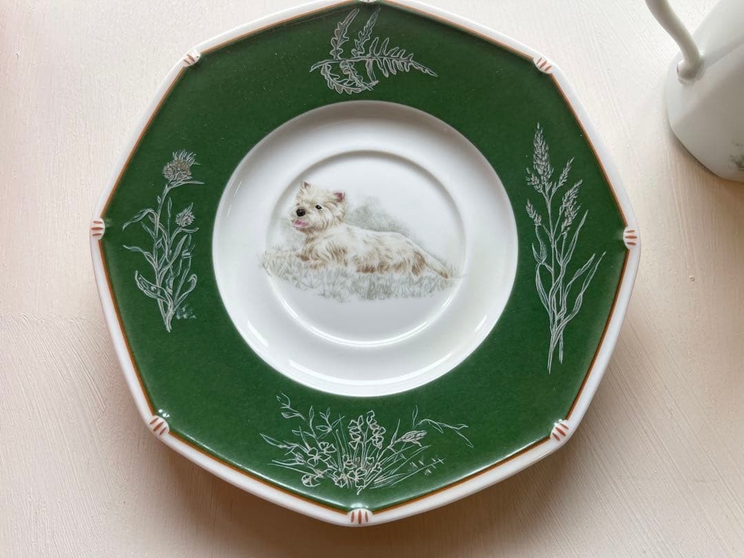 HERMES 犬のイラスト 陶器皿 専用ボックス付き Hermes Dog Cup & Saucer West Highland White Terrier Porcelain W