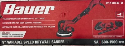 Bauer 9'' Variable Speed Drywall Sander 21105E-B, 5A, Corded Electric