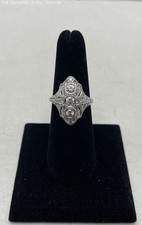80% Platinum Fine Jewelry Diamond Art Deco Ring Size 7.25 4.44g