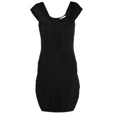 Vintage 2000s Rayon Col. Women's Dress Black A7981