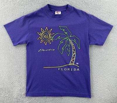 Vintage Hef-Tee By Tee Jays 90s M Purple Single Stitch Shirt Destin Florida USA