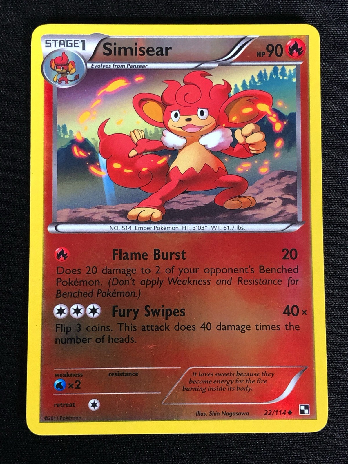 Pokemon Simisear 22/114 Reverse Holo (NM)