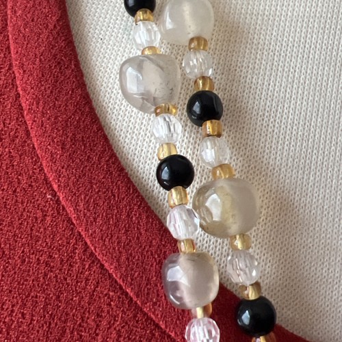 Collana 46" con supporto singolo e perle in plastica vetro pietra preziosa - Foto 5 di 10
