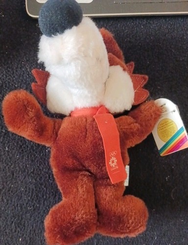 Voochko 8 Zoll Plüschfuchs mit Etikett Vintage 1984 Olympische Winterspiele Maskottchen Sarajevo
