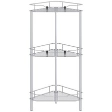 Metal Floor Standing Corner Shower Caddy Silver 3 Tier