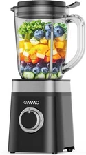 OMMO Professional Blender 50oz Glass Jar 4 Stainless Blades 2-Speed & Pulse Smoo