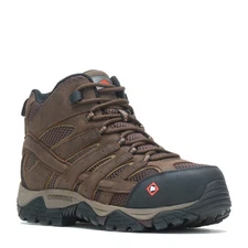 Men's Merrell, Moab Vertex 2 Mid CF Safety Work Boot J5004269 Clay FABRIC-AND-LE