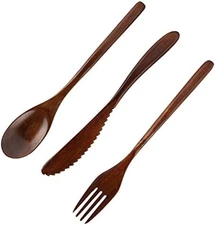 Reusable Wooden Cutlery Set Fork Spoon