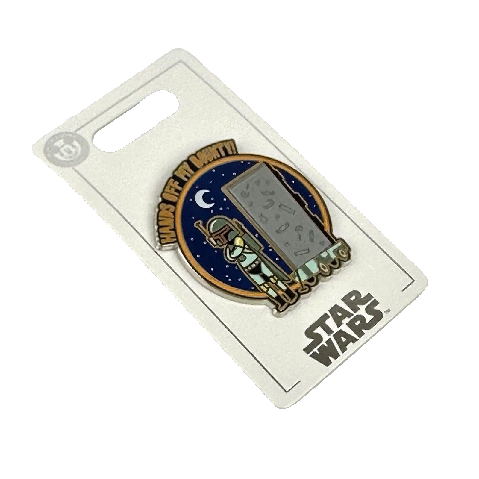 Disney Parks Silver Orange Blue 2020 Star Wars Boba Fett Hands Off My Bounty Pin